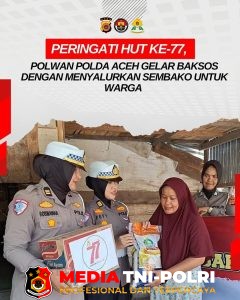 Polwan Polda Aceh Gelar Bhakti Sosial Salurkan Bantuan Sembako di Simpang Tiga Aceh Besar