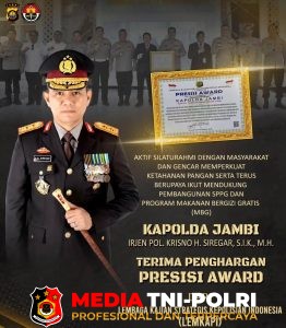 Kapolda Jambi Terima Penghargaan Presisi Award Lemkapi 
