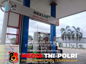 Polsek Telawang Monitoring SPBU Non Reguler PT SAM Pasca Penyesuaian Harga BBM