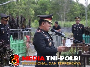 Kapolres Kotim Pimpin Upacara Pemberangkatan dan Pemakaman Alm. Aiptu Choirul Anwar dengan Khidmat
