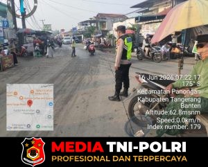 Antisipasi Kepadatan Arus Lalu Lintas, Polsek Panongan Gelar Strong Point Pagi di Pertigaan Pasar Panongan