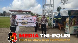HUT Bhayangkara Ke-80, Satlantas Polres Seruyan Bagikan Paket Makanan di Jalan Ahmad Yani