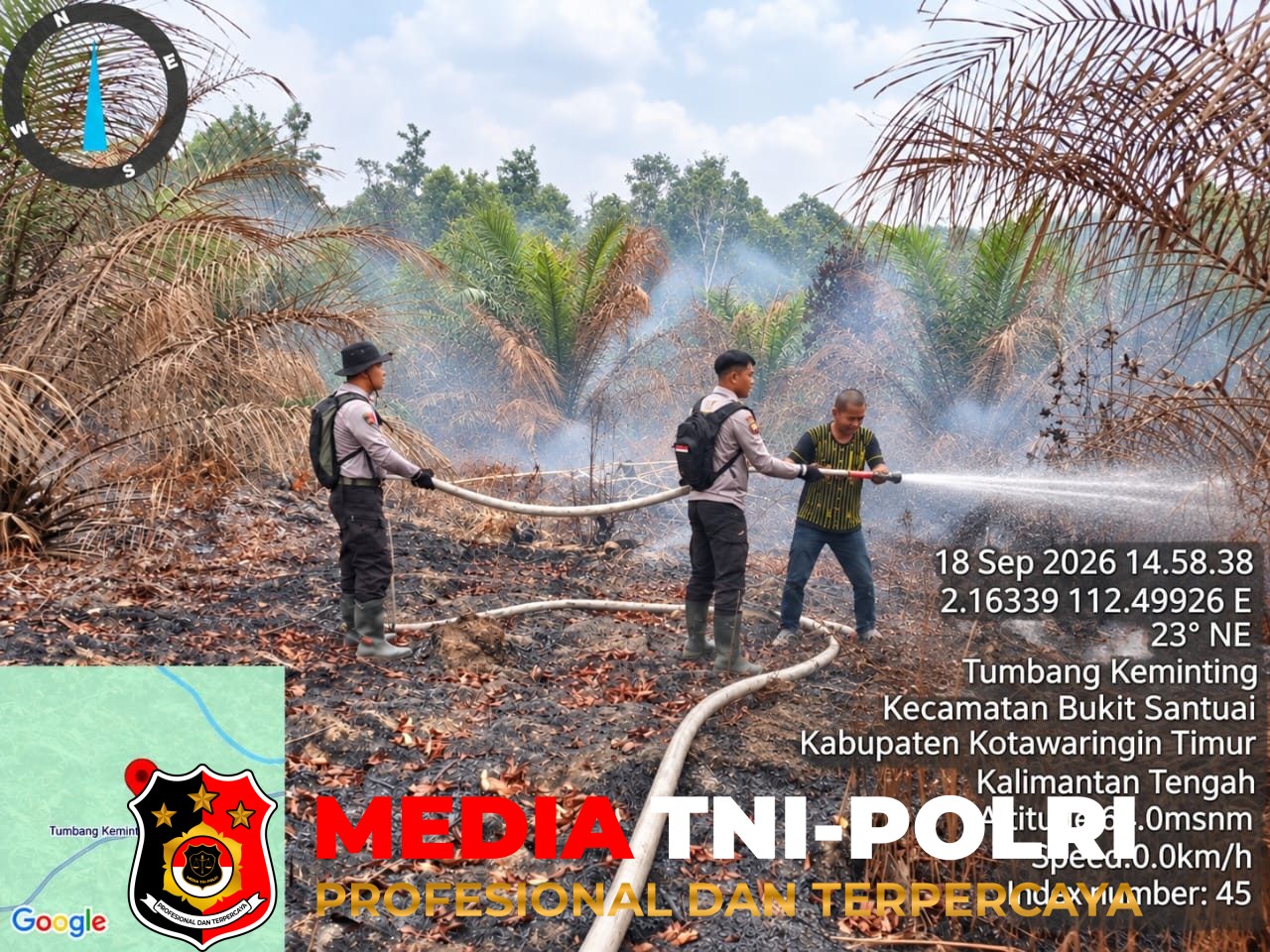 Polres Kotim - Polsek Mentaya Hulu Polres Kotim Berjibaku Padamkan Firespot di Desa Tangar dan Desa Tumbang Kaminting