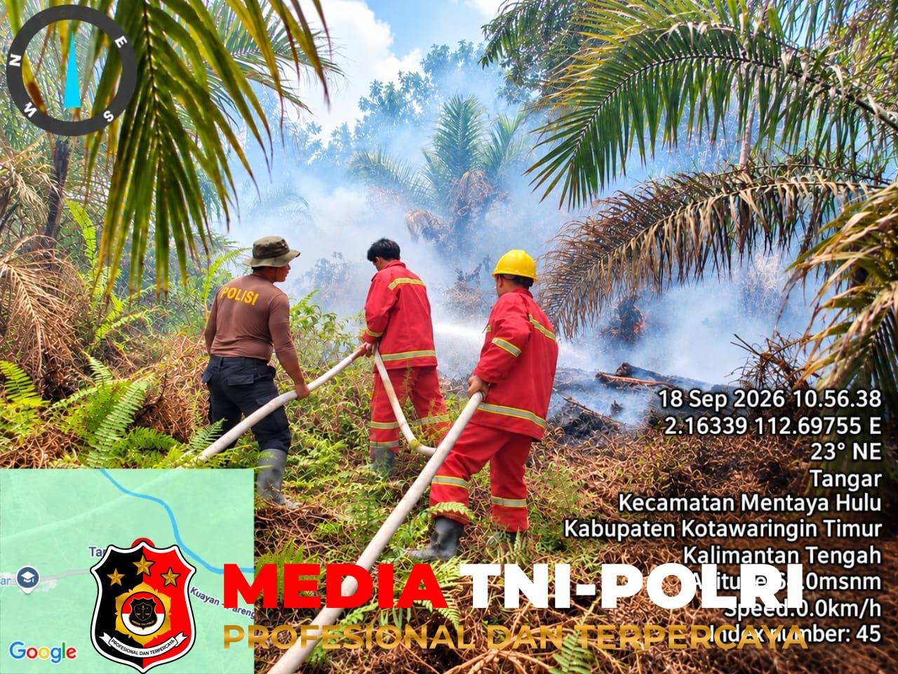 Polres Kotim - Polsek Mentaya Hulu Polres Kotim Berjibaku Padamkan Firespot di Desa Tangar dan Desa Tumbang Kaminting