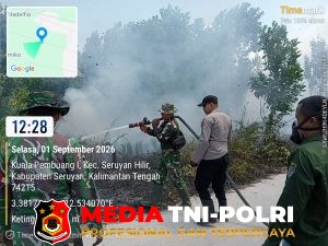 Polres Seruyan dan Unsur Terkait Padamkan Titik Api di Kuala Pembuang I