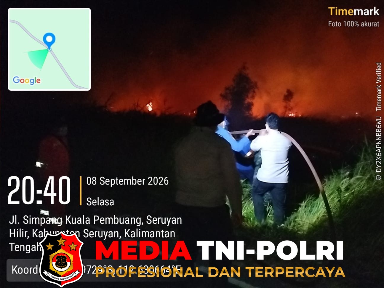 Polres Seruyan - Terima Laporan Titik Api Malam Hari, Siaga Karhutla Polres Seruyan Langsung Turun Tangan