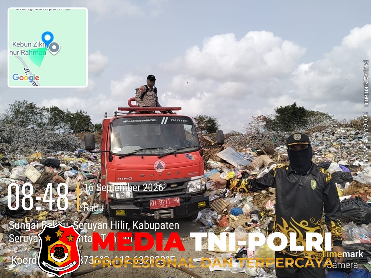 Polsek Seruyan - Asap TPA Sungai Bakau Ganggu Jarak Pandang, Polsek Seruyan Hilir Ingatkan Pengendara