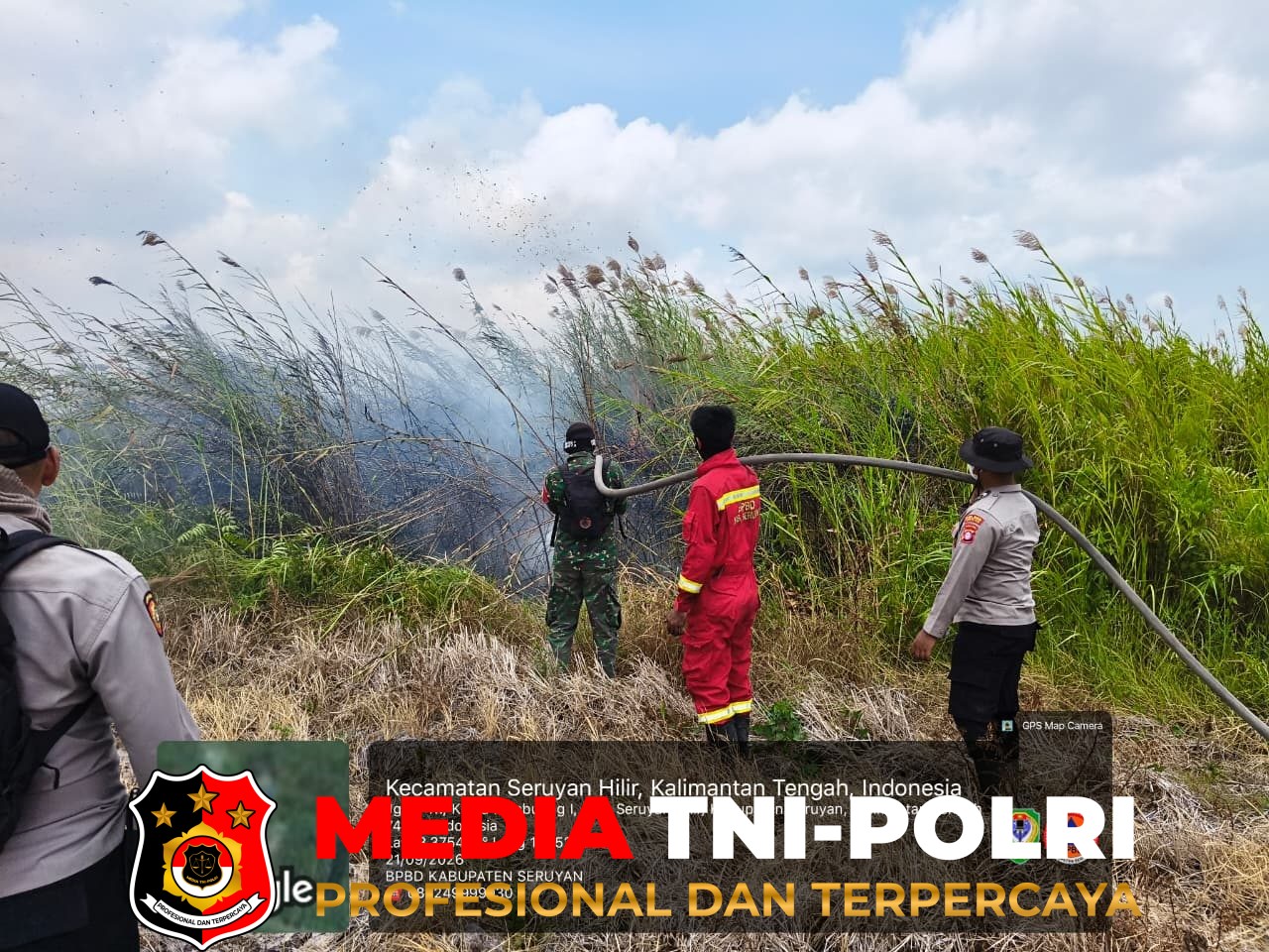 Polsek Seruyan - Karhutla 8 Hektare di Kuala Pembuang II, Polsek Seruyan Hilir dan BPBD Berjibaku Padamkan Api