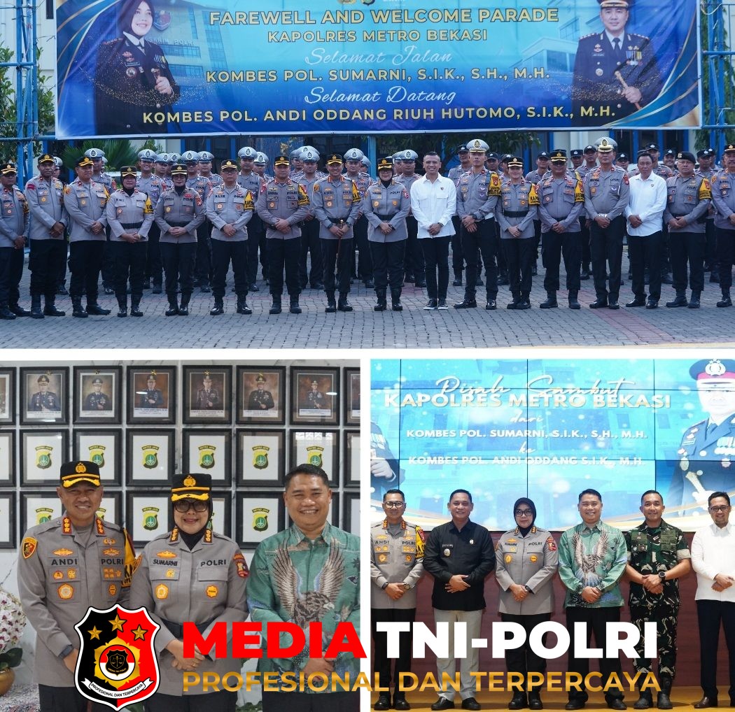 Farewell amp - Farewell & Welcome Parade Kapolres Metro Bekasi, Kombes Pol Sumarni Estafetkan Tongkat Kepemimpinan kepada Kombes Pol Andi Oddang Riuh Hutomo