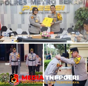 Farewell & Welcome Parade Kapolres Metro Bekasi, Kombes Pol Sumarni Estafetkan Tongkat Kepemimpinan kepada Kombes Pol Andi Oddang Riuh Hutomo