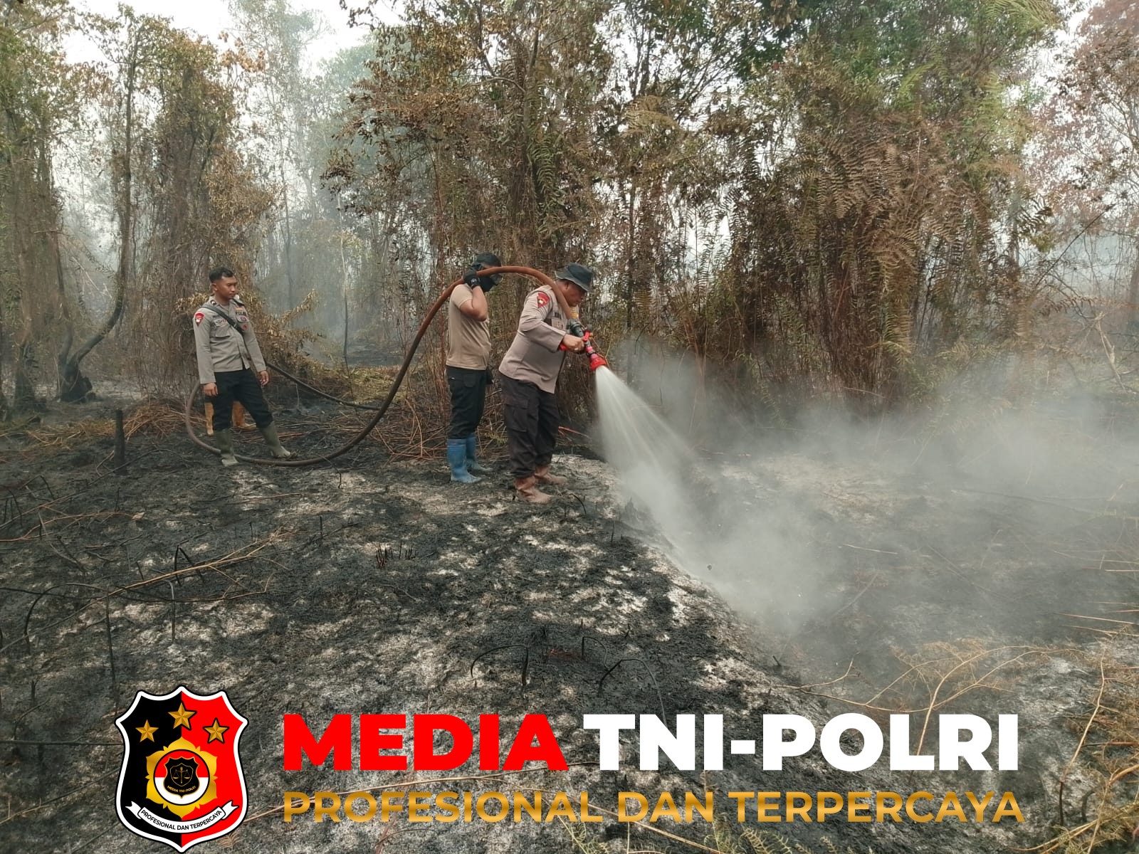 Polda Kalteng - Wadanyon B Pelopor Polda Kalteng Turun Langsung Pemadaman Karhutla di Betang Raya Jalan Jend Sudirman KM 7 Sampit