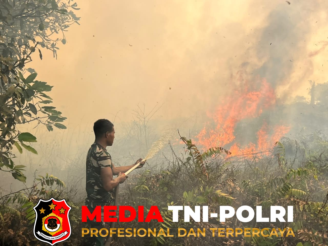 Yonif 147/KGJ - Pos Kotis Satgas Yonif 147/KGJ Bersama Warga Bergerak Cepat Padamkan Karhutla di Distrik Meyado
