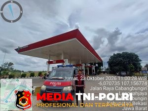 Polsek Cabangbungin Gelar Patroli Dialogis di SPBU Lenggahjaya, Antisipasi Kejahatan 3C dan Gangguan Kamtibmas