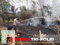 Api Menyala - Cegah Api Kembali Menyala, Tim Gabungan Lakukan Pendinginan Lahan di Desa Derangga
