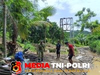 Seling Baja - Seling Baja Mulai Terpasang, Jembatan Gantung Sawang Capai Progres 56,05 Persen