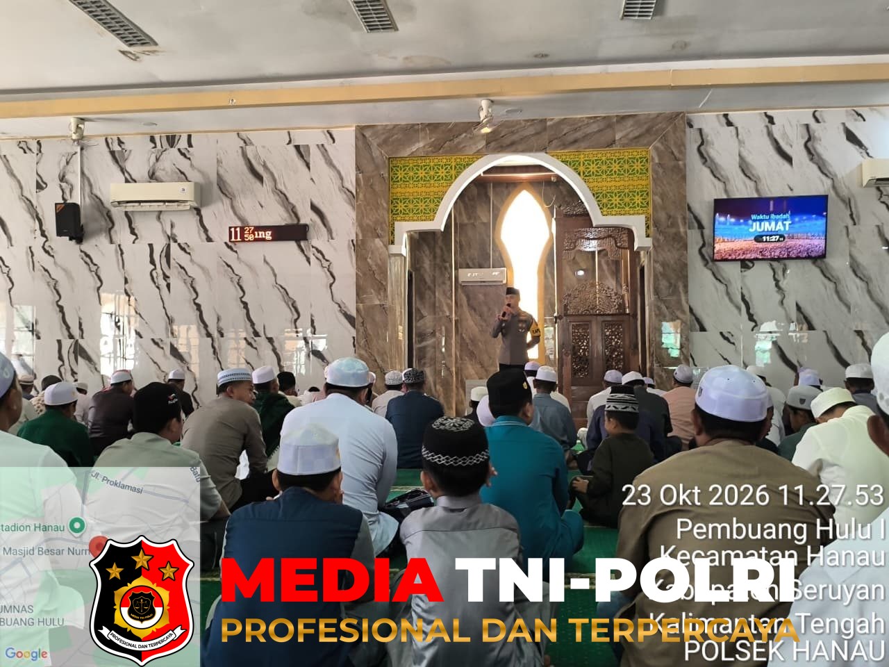 Polsek Hanau - Sambangi Masjid Jelang Salat Jumat, Polsek Hanau Imbau Warga Cegah Karhutla dan Narkotika